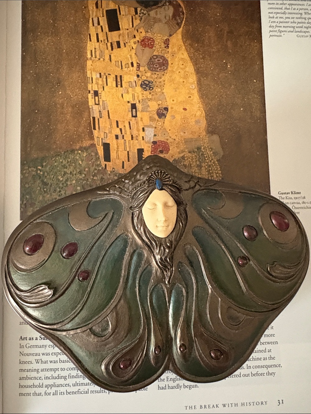 Art Nouveau Deco Princess Butterfly Trinket Jewelry Box sculpture